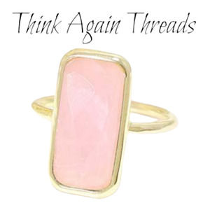 Nwt Kwanli Rose Quartz & 14k Gold-Plated Popsicle Ring with Box Size 8